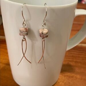 Chic Silver and Cream Dangle Earrings